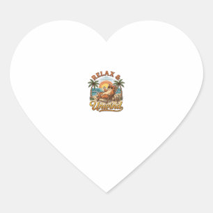 Pegatina En Forma De Corazón Relajarse y Desestresarse Gato de Playa Diseño de