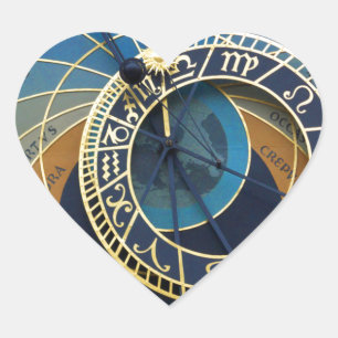Pegatina En Forma De Corazón Reloj astronómico-Praga Orloj