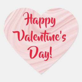 Pegatina En Forma De Corazón Remolinos de ágata rosa Día de San Valentín feliz