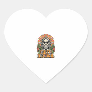 Pegatina En Forma De Corazón Renacimiento de la Fe Retro Grabado Cristiano Vect