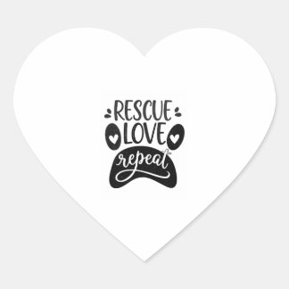 Pegatina En Forma De Corazón Rescue Love Repeat Dog Paw Tee