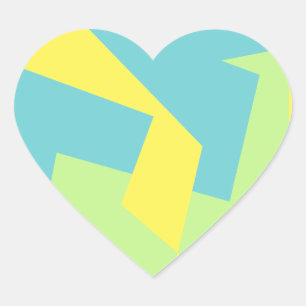 Pegatina En Forma De Corazón Resumen Art Turquesa Azul Verde
