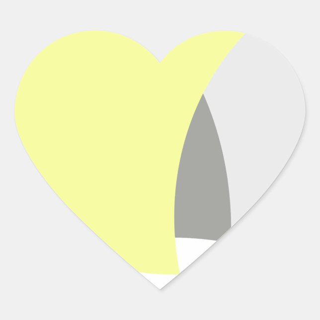 Pegatina En Forma De Corazón Resumen Arte Amarillo Gris Blanco (Anverso)