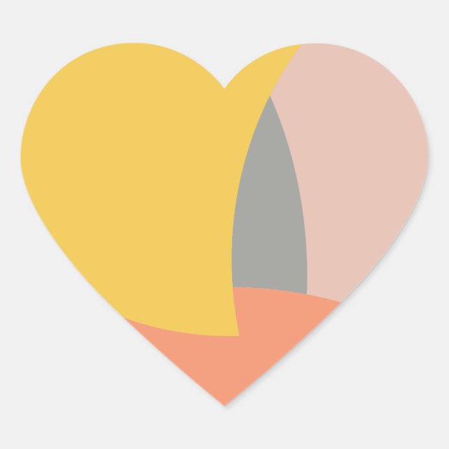 Pegatina En Forma De Corazón Resumen Arte Amarillo Gris Blanco (Anverso)