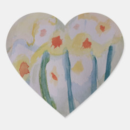 Pegatina En Forma De Corazón Resumen Daffodils Pegatina del corazón