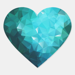 Pegatina En Forma De Corazón Resumen de Aquamarina Polígona