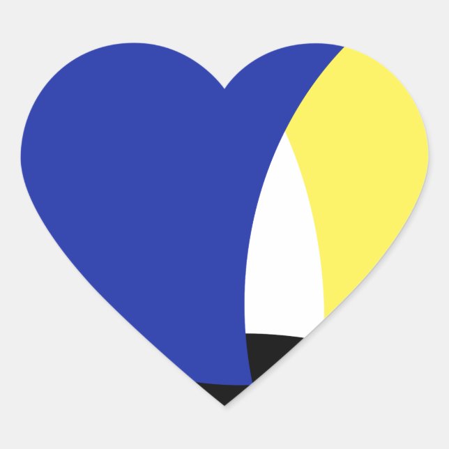 Pegatina En Forma De Corazón Resumen de arte amarillo azul (Anverso)