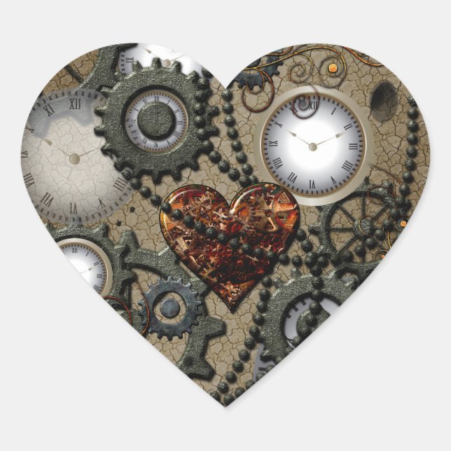 Pegatina En Forma De Corazón Resumen de diseño mecánico (Anverso)