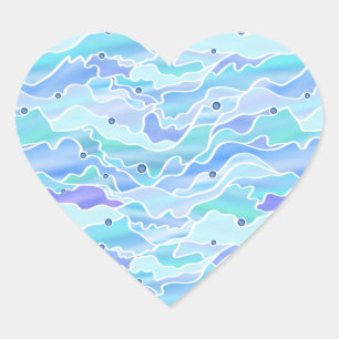 Pegatina En Forma De Corazón Resumen de vidrio manchado del paisaje marino verd