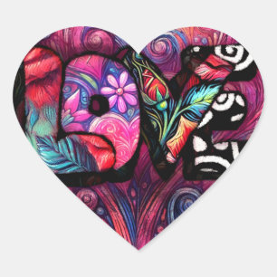 Pegatina En Forma De Corazón Resumen Palabra de amor Graffiti Valentine Floral 