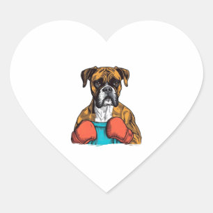 Pegatina En Forma De Corazón Retrato de Boxer Love Apparet Adorable Boxer