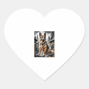 Pegatina En Forma De Corazón Retrato de cabeza de perro pastor alemán Perro Mas