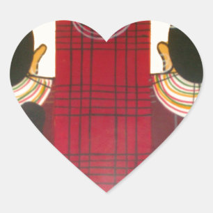 Pegatina En Forma De Corazón Retrato de familia masái a cuadros