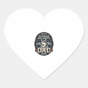Pegatina En Forma De Corazón Retrato de perro padre Alaskan Malamute Insignia d