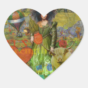 Pegatina En Forma De Corazón Retrato gótico de mujer clásica Tauro vintage