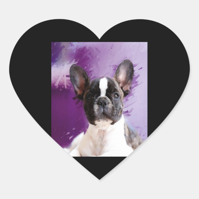 Pegatina En Forma De Corazón Retrato Pug Art Cute Pug (Anverso)