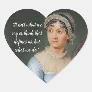 Pegatina En Forma De Corazón retrato y cita de Jane Austen