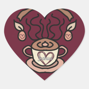 Pegatina En Forma De Corazón Retro Minimalista mi café, mi amor Diversión