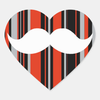 Pegatina En Forma De Corazón Retro Mustache Fiesta Bandas Naranjas