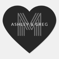 Retro Nombre/s moderno Monograma editable negro y 