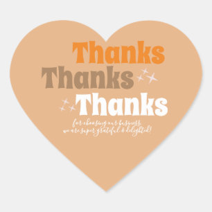 Pegatina En Forma De Corazón Retro Pequeñas Empresas Estrellas Groovy Gracias