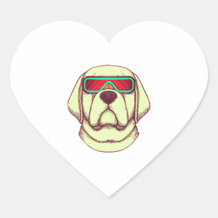 Pegatina En Forma De Corazón Retrofuturismo Labrador Perro Lover