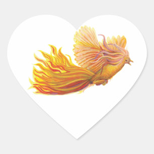 Pegatina En Forma De Corazón Rising Phoenix Bird