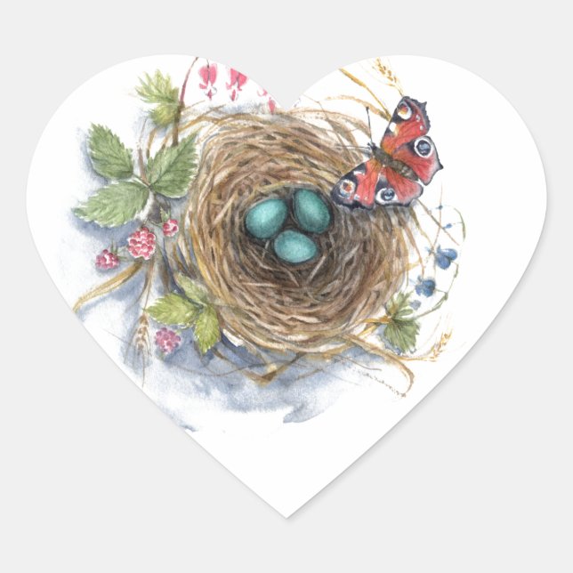 Pegatina En Forma De Corazón Robin Nest (Anverso)