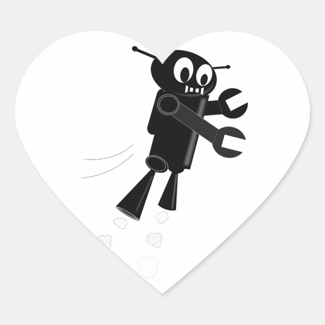 Pegatina En Forma De Corazón Robot volador negro (Anverso)