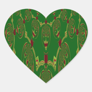 Pegatina En Forma De Corazón Robots verdes