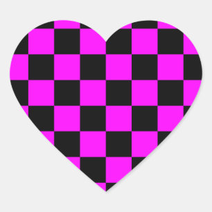 Pegatina En Forma De Corazón Rockabilly a Cuadros