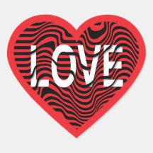 Rojo AMOR blanco negro a rayas corazón moderno