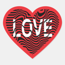 Pegatina En Forma De Corazón Rojo AMOR blanco negro a rayas corazón moderno