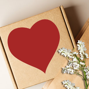 Pegatina En Forma De Corazón Rojo Carmesí Color Sólido   Clásico   Elegante
