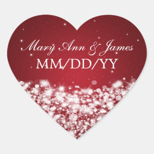 Pegatina En Forma De Corazón Rojo elegante de la chispa de la estrella de la