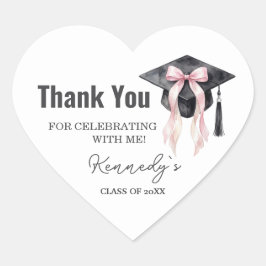 Pegatina En Forma De Corazón Romantic Graduation Sticker- Black Cap