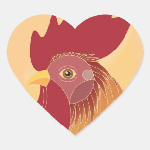 Pegatina En Forma De Corazón Rooster
