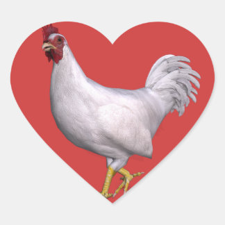 Pegatina En Forma De Corazón Rooster blanco