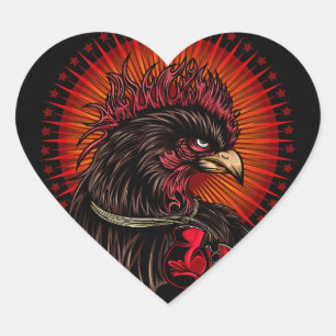 Pegatina En Forma De Corazón Rooster de boxeo