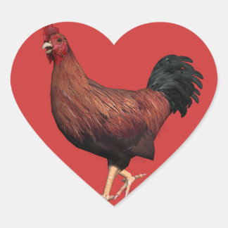 Pegatina En Forma De Corazón Rooster Rojo