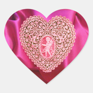 PEGATINA EN FORMA DE CORAZÓN ROPA DE CORAZÓN CUPIDA DE LACE, ROPA DE FUCHSIA, R