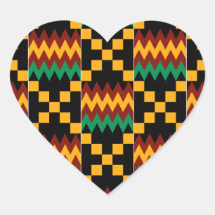 Pegatina En Forma De Corazón Ropa de Kente negra, verde, roja y amarilla
