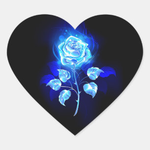 Pegatina En Forma De Corazón Rosa azul en llamas