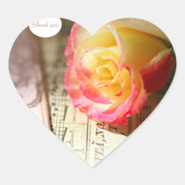 Pegatina En Forma De Corazón Rosa con encaje y música gracias