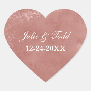 Pegatina En Forma De Corazón Rosa De Coral Vintage Guardar El Boda De Fechas
