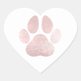 Pegatina En Forma De Corazón Rosa De La Peta Del Perro De La Pata Del Amante De