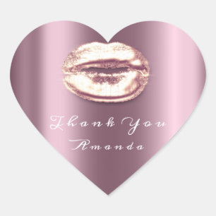 Pegatina En Forma De Corazón Rosa de los labios de beso maquillaje púrpura Noch