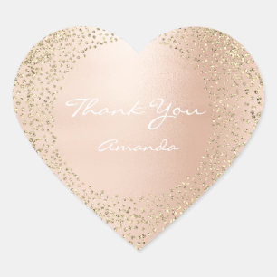 Pegatina En Forma De Corazón Rosa de oro Purpurina 16th Name Bridal Heart