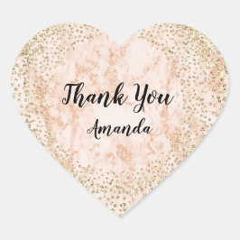 Pegatina En Forma De Corazón Rosa de oro Purpurina Girly Rubor Lux Heart Gracia