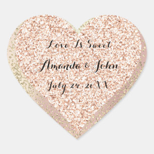 Pegatina En Forma De Corazón Rosa de oro Purpurina Salve la fecha en que el amo